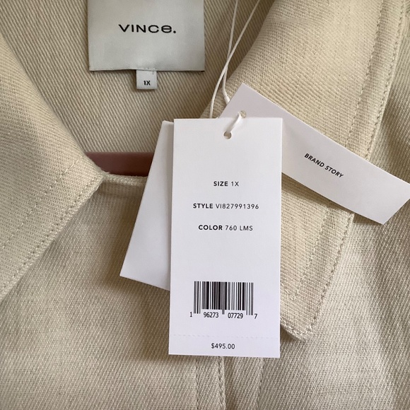 Vince Organic Cotton & Linen Twill Jacket Lemon Stone SZ 1X - Picture 14 of 16